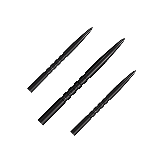 Shot Grip Point Steeldart-Spitzen - Schwarz Das Foto zeigt ein Set schwarzer Steeldartspitzen. Es handelt sich um das Modell Grip Point mit 35 mm Länge.