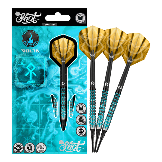 Shot Alchemy Volta Softdarts - 20g Auf dem Bild sind die Shot Alchemy Volta Softdarts - 20g zu sehen. Die Softdarts sind vollständig abgebildet.