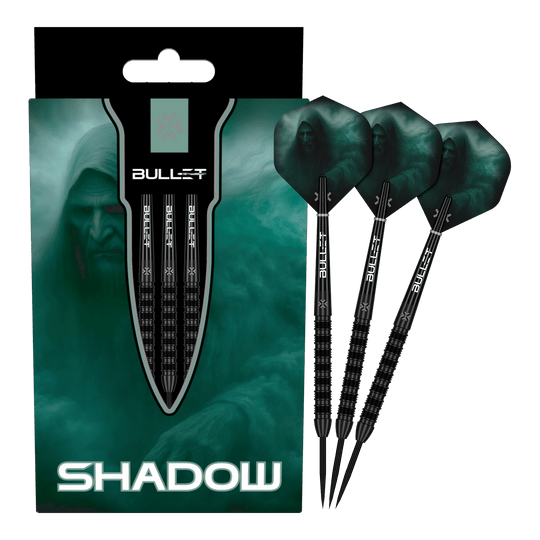 Bullet Shadow Steeldarts Das Bild zeigt die Bullet Shadow Steeldarts. Sie sind hochwertige Steeldarts mit einem modernen Design.