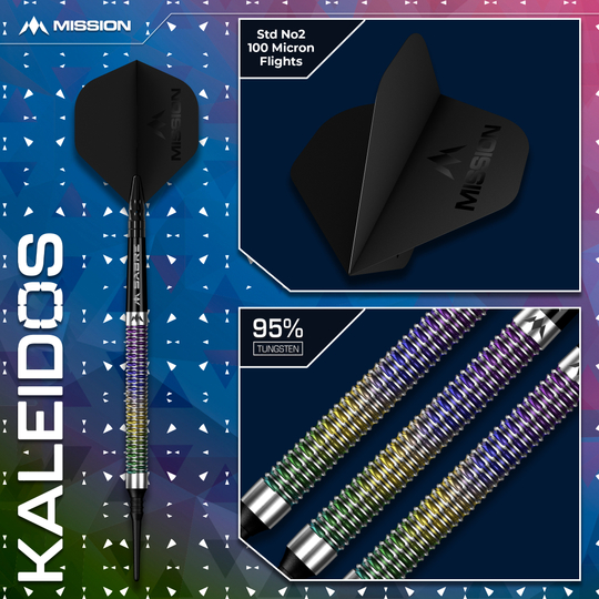 Mission Kaleidos Softdarts - 19g Hier ist Mission Kaleidos Softdarts - 19g zu sehen. Die Darts eignen sich perfekt für elektronische Dartboards.