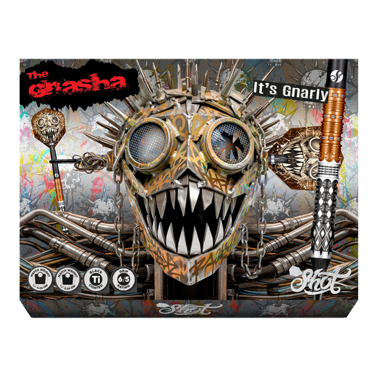 Shot Gnarly Gnasha Softdarts - 20g Auf dem Bild befinden sich die Shot Gnarly Gnasha Softdarts - 20g. Die Darts sind für das Spielen mit elektronischen Dartboards geeignet.