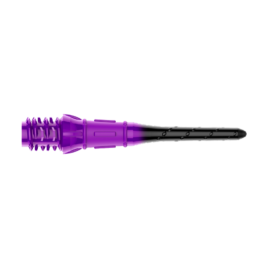 L-Style Premium Lippoint Gradiation Dartspitzen (30er Pack) Abgebildet sind L-Style Premium Lippoint Dartspitzen im 30er Pack in Schwarz und Lila. Diese Dartspitzen eignen sich für präzises Dartspiel und bieten hohe Qualität.