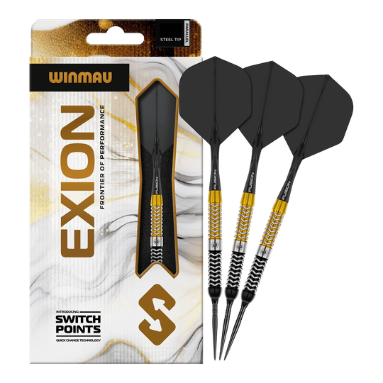 Winmau Exion Parallel Switch Point Steeldarts Auf dem Bild sind die Winmau Exion Parallel Switch Point Steeldarts komplett abgebildet. Die Darts eignen sich ideal für professionelle Spieler.
