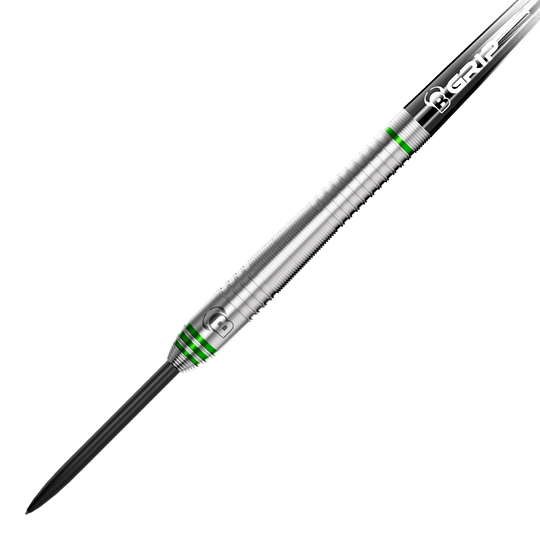 Bulls Max Czerwinski Gurke Steeldarts - 23g Bulls Max Czerwinski Gurke Steeldarts mit einem Gewicht von 23 Gramm. Das Bild zeigt die Darts aus einer bestimmten Perspektive.