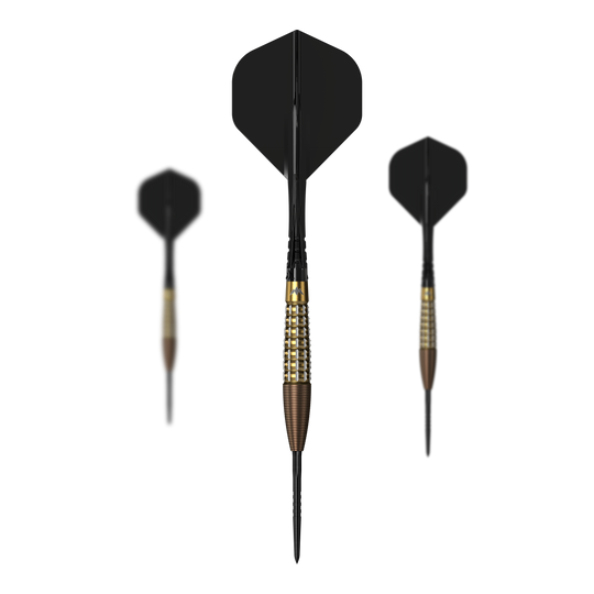 Mission Rhodon Steeldarts - 23g Auf dem Bild sind die Mission Rhodon Steeldarts - 23g als Set zu sehen. Das Set beinhaltet alles, was für ein sofortiges Spiel benötigt wird.