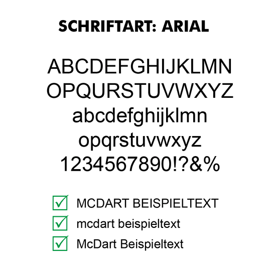 Flightdruck-Schriftart-ArialVAxAbbSrsONKb Das Bild zeigt einen Text mit einer Überschrift und mehreren Absätzen in schwarz auf weißem Hintergrund. Unten befinden sich drei grüne Häkchen neben kurzen Texten.