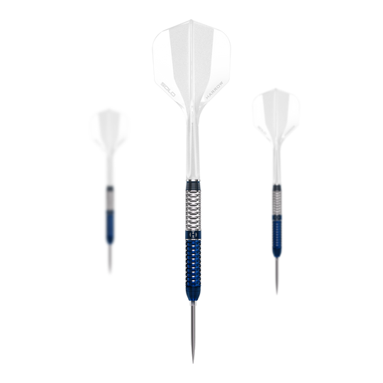 Harrows GEO Parallel Quick Point Steeldarts Das Bild zeigt ein Set der Harrows GEO Parallel Quick Point Steeldarts. Mehrere Pfeile bilden zusammen das vollständige Produktset.