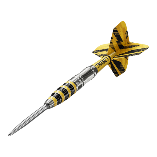 Das Produkt ist Target Buzz 03 Swiss Points Steeldarts. Die Darts sind speziell zum Steeldart-Spielen entwickelt.