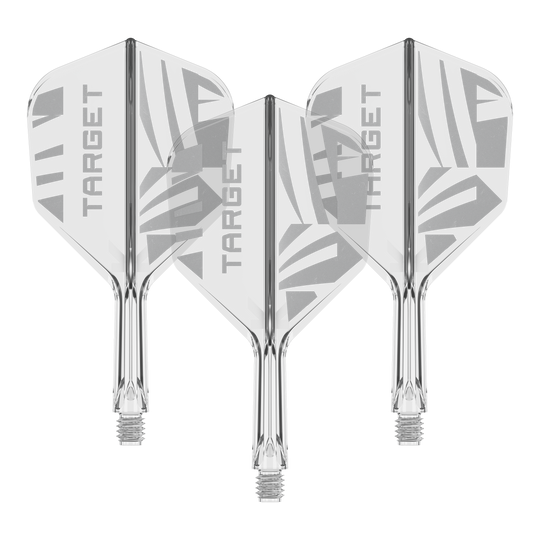 Im Bild sieht man ein Set Target K-Flex Clear No6 Flights in 19 mm. Mehrere Flights sind vorhanden.