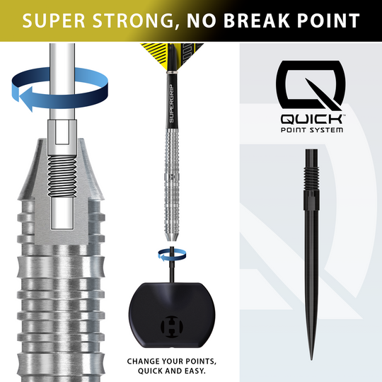 Harrows NX90 Parallel Quick Point Steeldarts Harrows NX90 Parallel Quick Point Steeldarts sind auf diesem Bild zu sehen. Das Produkt bietet eine ausgezeichnete Balance für Dartspieler.