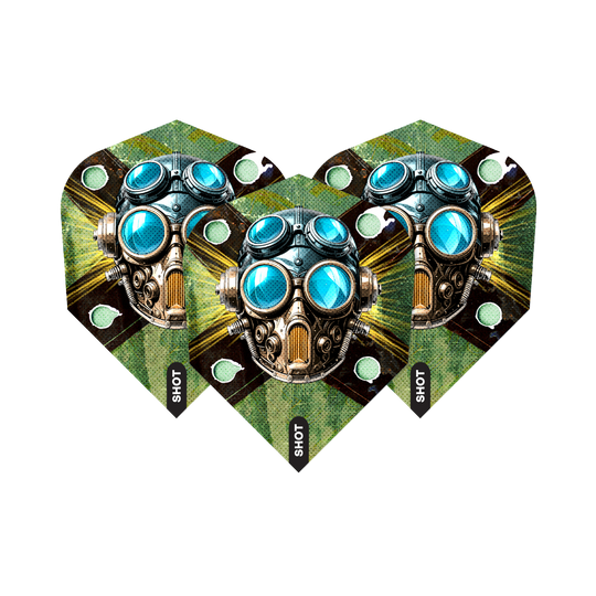 Shot Badlands Krush No6 Flights Abgebildet sind die Shot Badlands Krush No6 Flights. Es handelt sich um ein Set Dartflights.