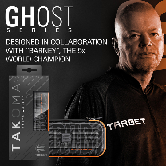 Takoma Ghost Series Raymond Van Barneveld Dartcase Zu sehen ist das Takoma Ghost Series Raymond Van Barneveld Dartcase. Es ist ein stabiles Etui für Darts, inspiriert von Raymond Van Barneveld.
