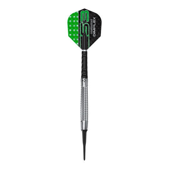 Harrows Dimplex S3 Tapered Softdarts Ein einzelner Harrows Dimplex S3 Tapered Softdart liegt auf dem Bild. Die Details sind deutlich erkennbar.