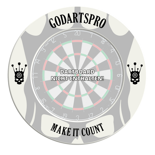 Go Darts Pro Dartboard Surround Dieses Bild zeigt ein weißes Dartboard Surround. Das Produkt wird aus einem anderen Blickwinkel fotografiert.