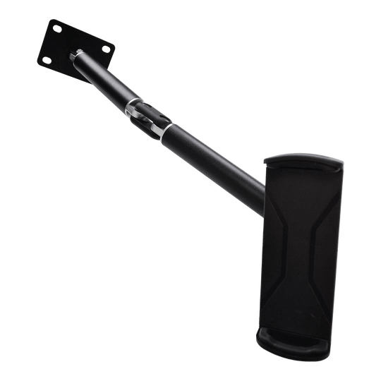 McDart TABFlex Tablet Wandhalterung mit flexiblem Arm Die Abbildung zeigt die McDart TABFlex Tablet-Wandhalterung mit flexiblem Arm. Diese Halterung ist schwarz und lässt sich an der Wand befestigen, um ein Tablet sicher zu halten.