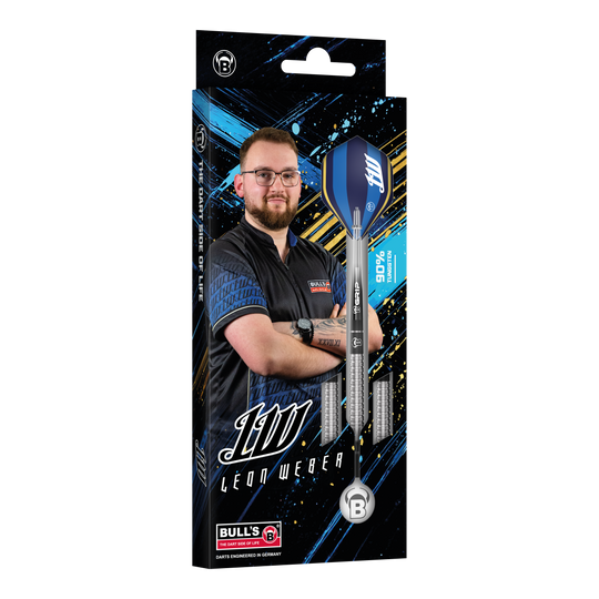 Bulls Leon Weber Softdarts - 22g Das Bild zeigt Bulls Leon Weber Softdarts mit 22 Gramm Gewicht. Die Darts sind speziell für Softdart-Spiele entwickelt.