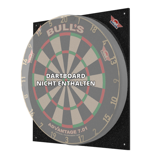 Bulls NL Dartboard Silencer Das Bild zeigt den Bulls NL Dartboard Silencer, ein schallreduzierendes Board für Dartspiele. Auf dem Bild steht, dass das Dartboard nicht enthalten ist.