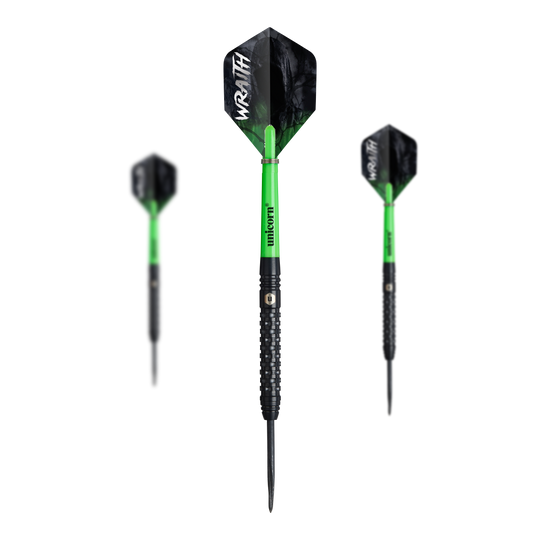 Unicorn Wraith Steeldarts Das Set Unicorn Wraith Steeldarts ist zusammen abgebildet. Das Produkt wirkt hochwertig.
