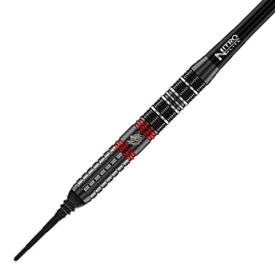 Red Dragon Jonny Clayton RD-ULTRA Softdarts - 18g Abgebildet sind die Red Dragon Jonny Clayton RD-ULTRA Softdarts mit 18g. Die Darts besitzen rote und schwarze Akzente und ein charakteristisches Flight-Design.