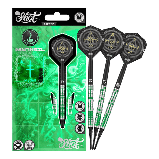 Shot Alchemy Mythril Softdarts - 20g Abgebildet sind die Shot Alchemy Mythril Softdarts - 20g in voller Ansicht. Das Produkt wird komplett dargestellt.