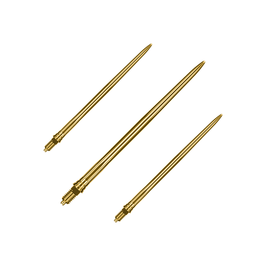 Ein Set glatter, goldener Dartspitzen ist dargestellt. Die Spitzen haben eine Länge von 45 mm.