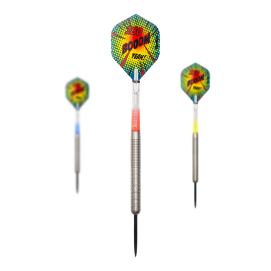 Karella Comic Line CL-1 Steeldarts - 22g Dieses Bild zeigt die Karella Comic Line CL-1 Steeldarts mit einem Gewicht von 22g. Die Steeldarts sind für Dartsport-Enthusiasten geeignet.