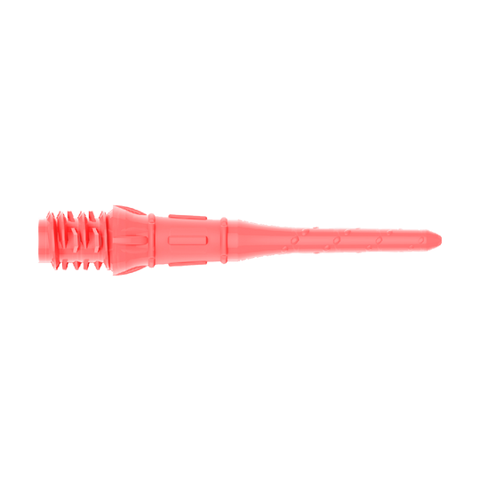 Premium Lippoints (30er Pack) - Spitzen Das Bild zeigt eine pinke Dartspitze aus Kunststoff. Sie ist lang, schmal und hat an einem Ende Gewinde für die Befestigung.