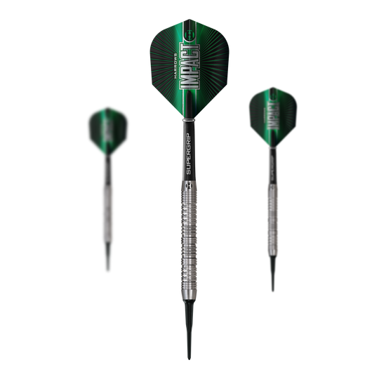Harrows Impact Softdarts Das Bild zeigt ein Set der Harrows Impact Softdarts. Mehrere Darts sind zusammen zu sehen.