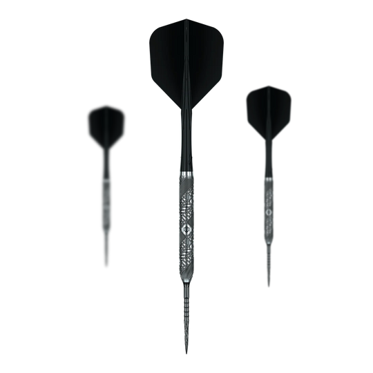 Caliburn Halo H3 Steeldarts - 21,5g Abgebildet ist das Set Caliburn Halo H3 Steeldarts - 21,5g. Es enthält mehrere Steeldarts für den Dartsport.