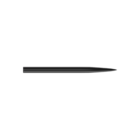 Harrows Steeldartspitzen - Schwarz Das Bild zeigt eine schwarze Steeldartspitze. Sie ist schlank, gerade und hat eine spitze Spitze.