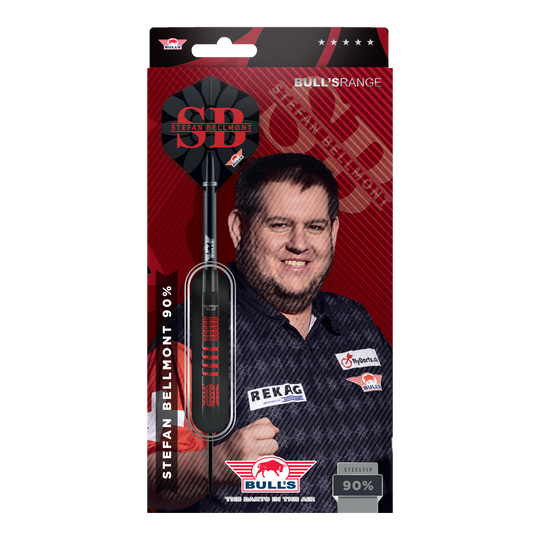 Bulls NL Stefan Bellmont 90 Steeldarts - 23g Gezeigt werden die Bulls NL Stefan Bellmont 90 Steeldarts 23g. Sie sind ideal für den Einsatz im Wettkampfsport geeignet.