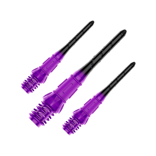 L-Style Premium Lippoint Gradiation Dartspitzen (30er Pack) Zu sehen ist ein Set von L-Style Premium Lippoint Dartspitzen im 30er Pack in Schwarz und Lila. Die Dartspitzen sind speziell für Softdartspiele entwickelt.