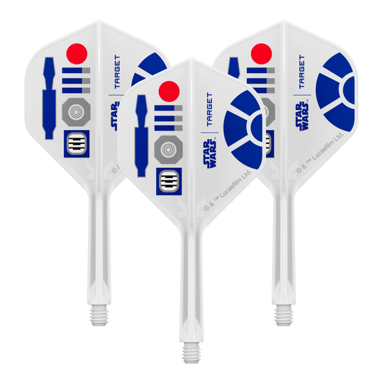 Target Star Wars K-Flex R2D2 No2 Standard Flights Abbildung eines Sets von Dart-Flights, Star Wars KFlex R2D2 Intermediate 26mm. Die genaue Produktbezeichnung ergibt sich aus dem Dateinamen.