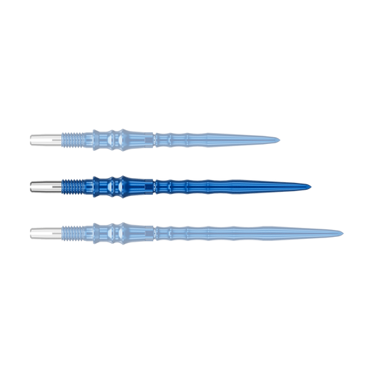 Target Japan Premium Swiss Point Dartspitzen - Blau Das Foto zeigt eine einzelne, blaue Dartspitze. Diese Spitze misst 35 mm.