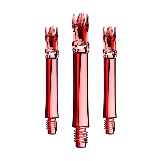 L-Style L-System Ersatzshafts - Clear Red Das Bild stellt ein Set roter transparenter Ersatzshafts dar. Mehrere Shafts sind präsent.