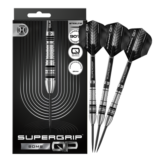 Harrows Supergrip Bomb Quick Point Steeldarts Abgebildet sind die Harrows Supergrip Bomb Quick Point Steeldarts in voller Länge. Sie eignen sich ideal für ambitionierte Dartspieler.