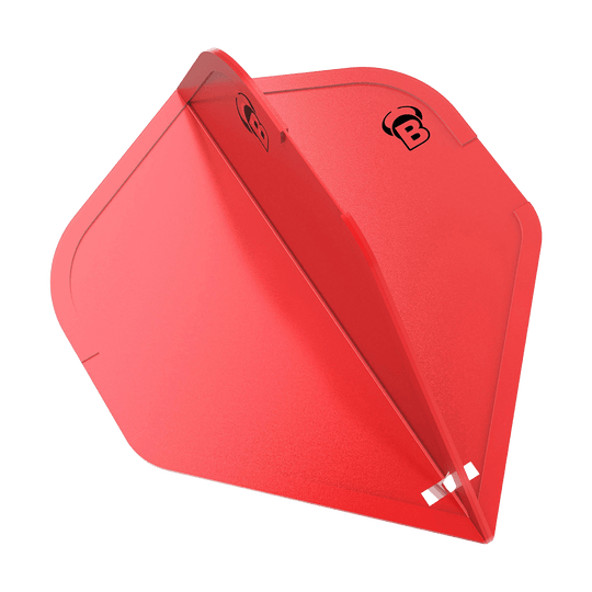 BL50003_Bulls_DragonFlights_Standard_Rot_1 Das Bild zeigt ein rotes Dart-Flight mit dem Logo "B" darauf. Es handelt sich um das Produkt "Bulls DragonFlights Standard".