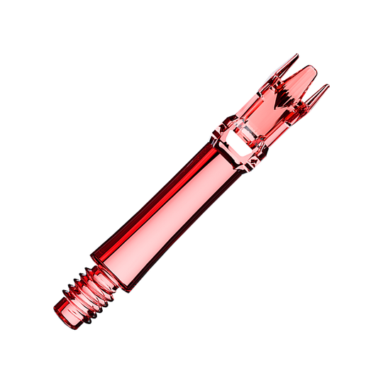 L-Style L-System Ersatzshafts - Clear Red Das Bild präsentiert zwei rote transparente Ersatzshafts. Die Shafts liegen parallel.