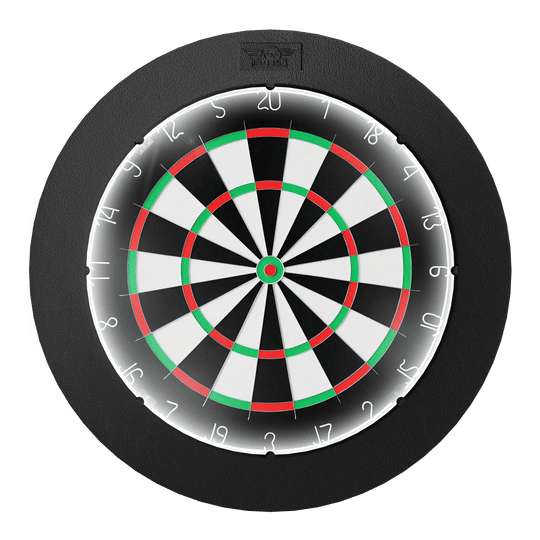 Bulls NL Lumo Light Surround Beleuchtungssystem Das Bild zeigt das Produkt "Bulls NL Lumo Light Surround Beleuchtungssystem", das eine Dartscheibe mit integriertem LED-Licht darstellt. Die Beleuchtung sorgt für eine optimale Ausleuchtung des Spielfelds.