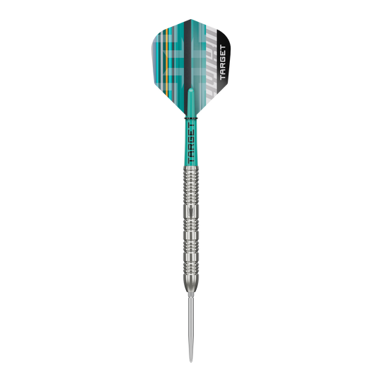 Target Hydro 02 Swiss Point Steeldarts Auf dem Foto sind Target Hydro 02 Swiss Point Steeldarts zu sehen. Die Darts liegen in einer typischen Anordnung bereit.