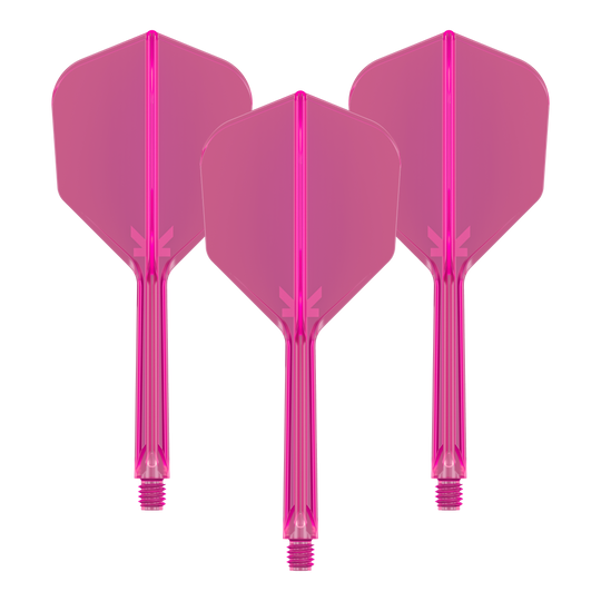 Abgebildet ist das Produkt Target K-Flex No6 Flight System in Neonpink, 33mm, 1 Set. Das Bild zeigt das Flight System für Dartpfeile.