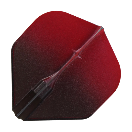 L-Style Two Tone L1EZ Flights Das Bild zeigt ein Dart-Flight in den Farben Schwarz und Rot. Es hat eine zweifarbige Gestaltung mit einem sanften Farbverlauf von Schwarz zu Rot.