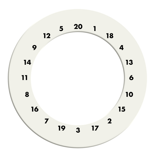 HD Zahlen Dartboard Surround - Eigene Farben Das Bild zeigt einen weißen Dartboard-Surround ohne Logo. Der Dateiname des Produkts ist 'DBS-HDOL-weiss_HD_Zahlen_Dartboard_Surround_Ohne_Logo_Wei_2'.