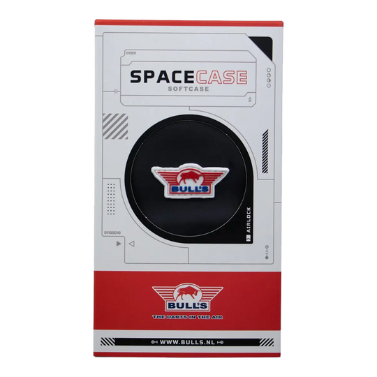 Bulls NL Spacecase Softcase Schwarz-Rot Das Bild zeigt das Produkt Bulls NL Spacecase Softcase in Schwarz-Rot. Es handelt sich um ein Softdart-Case für Dartpfeile und Zubehör.