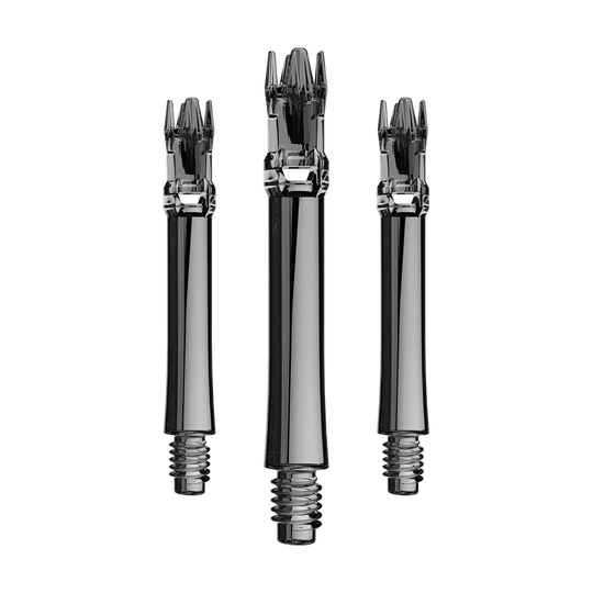 L-Style L-System Ersatzshafts - Clear Black Mehrere transparente schwarze Ersatzshafts sind gemeinsam dargestellt. Sie sind nebeneinander angeordnet.