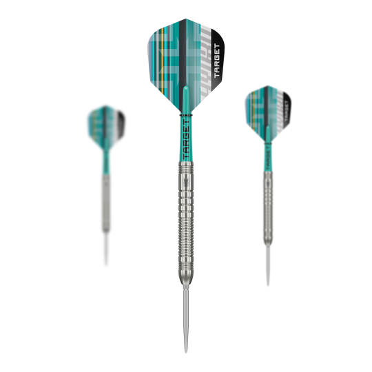 Target Hydro 03 Swiss Point Steeldarts Hier ist das Set der Target Hydro 03 Swiss Point Steeldarts abgebildet. Es handelt sich um ein komplettes Dart-Set für professionelle Spiele.