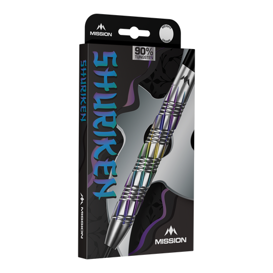 Mission Shuriken Steeldarts Auf dem Bild sind Mission Shuriken Steeldarts zu sehen. Das Foto zeigt die Steeldarts aus einer anderen Perspektive.