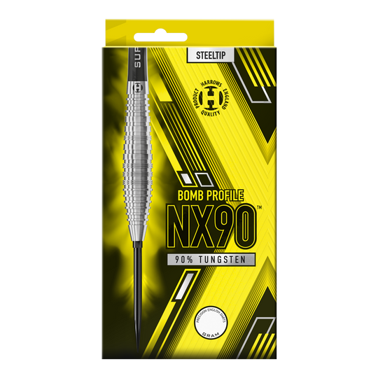 Harrows NX90 Bomb Quick Point Steeldarts Das Bild zeigt die Harrows NX90 Bomb Quick Point Steeldarts. Es handelt sich um hochwertige Steeldarts für das Dartspiel.