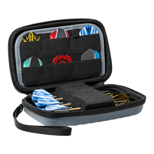 Bulls Orbis XL Dartcase - Grau Das Bild zeigt das Bulls Orbis XL Dartcase in der Farbe Grau. Dieses Etui bietet viel Platz für Dartzubehör.