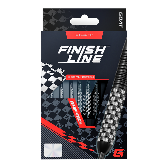 GOAT Finish Line Steeldarts Gezeigt werden GOAT Finish Line Tungsten Steeldarts. Die Darts bieten präzise Kontrolle und eine gute Balance.